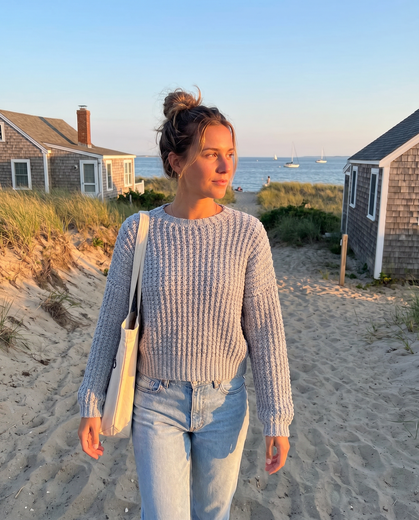 Grey Waffle Knit Sweater