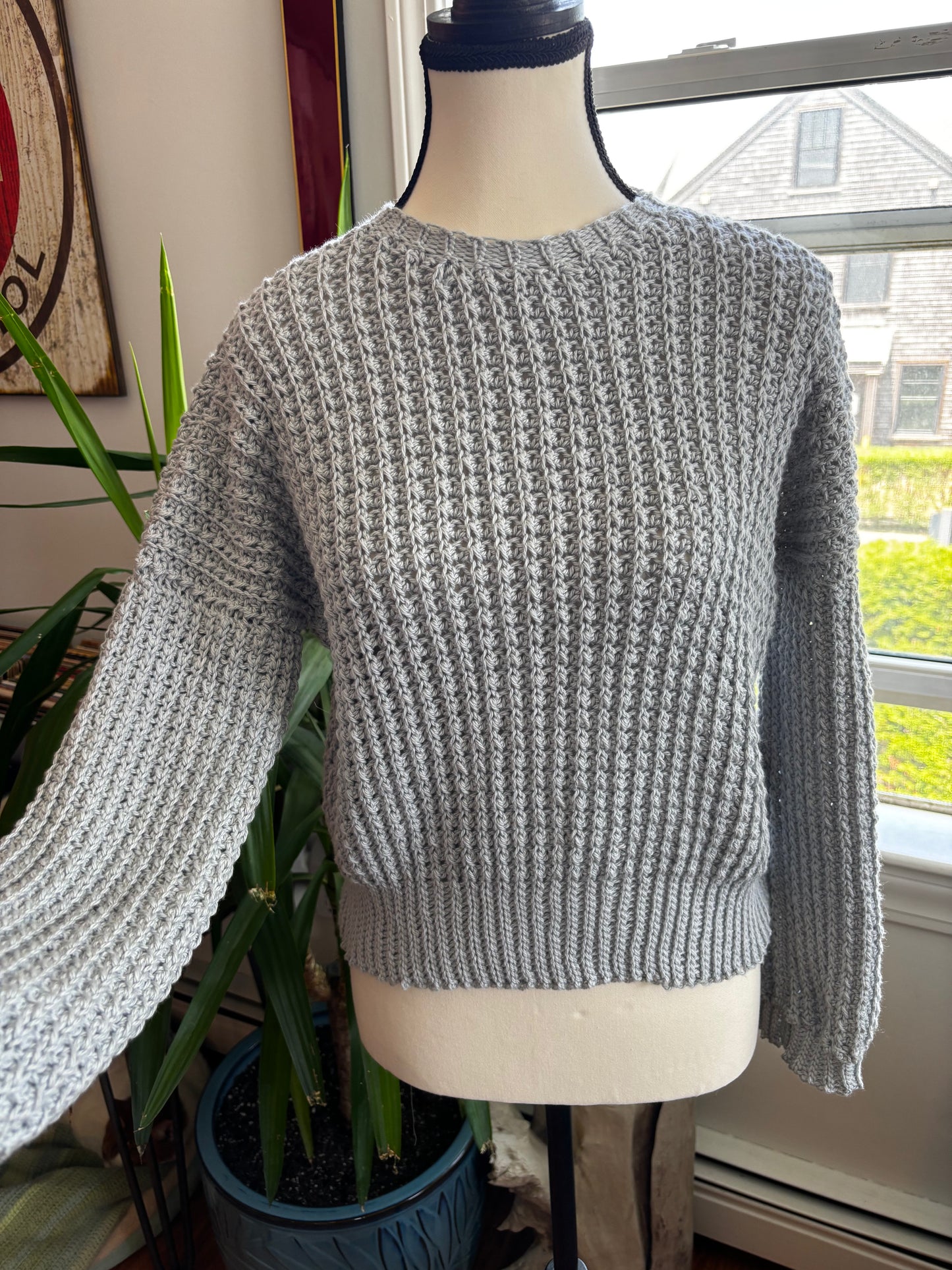 Grey Waffle Knit Sweater