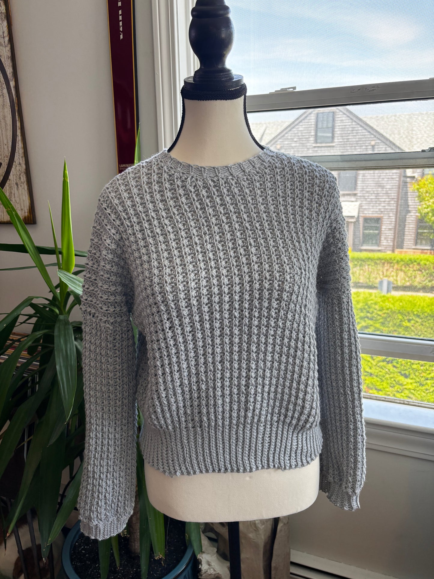 Grey Waffle Knit Sweater