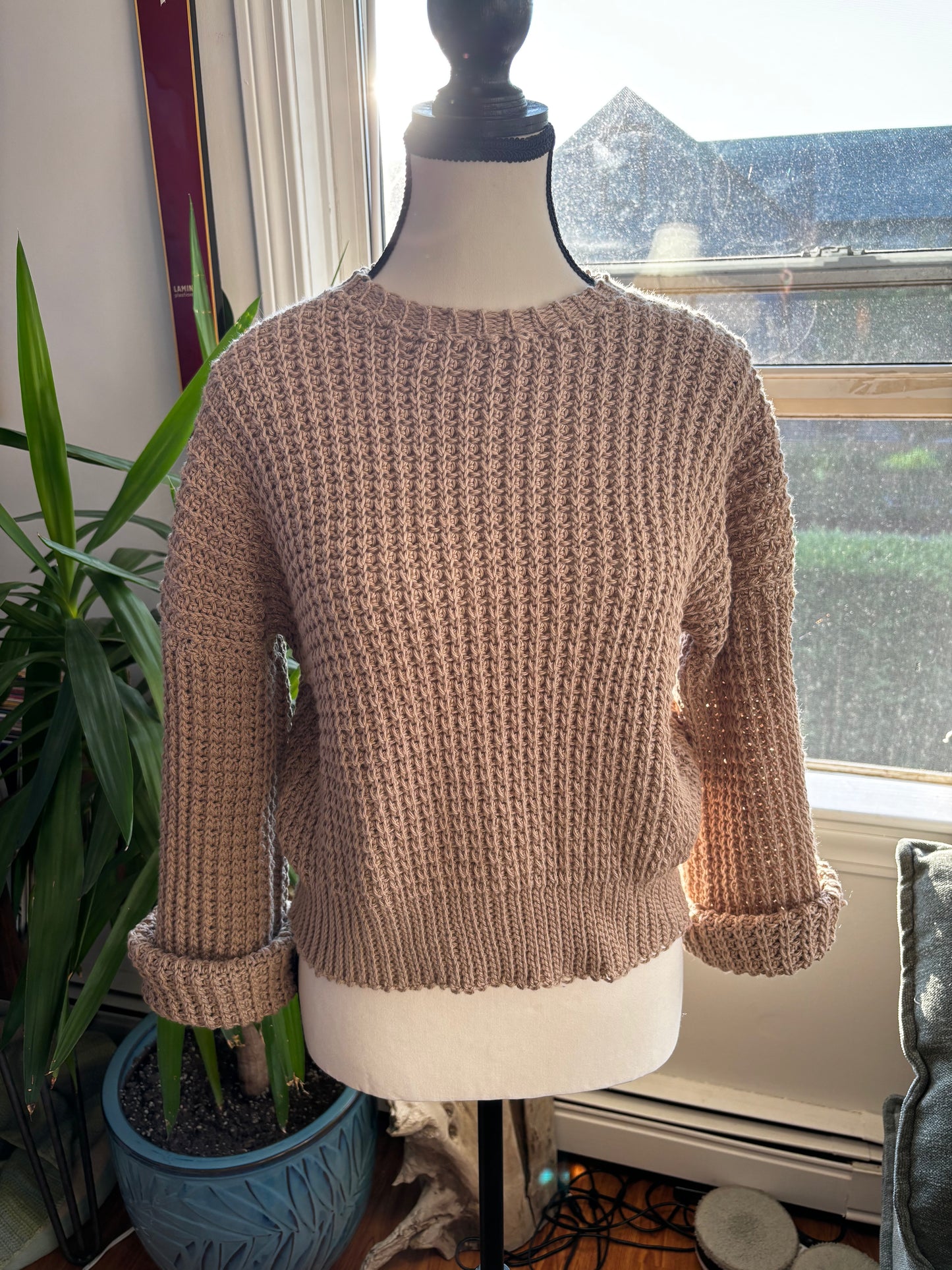 Beige Waffle Stitch Sweater