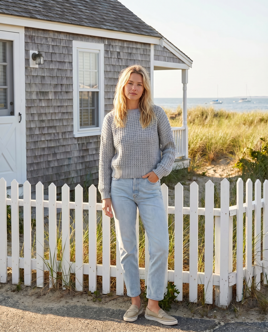 Grey Waffle Knit Sweater