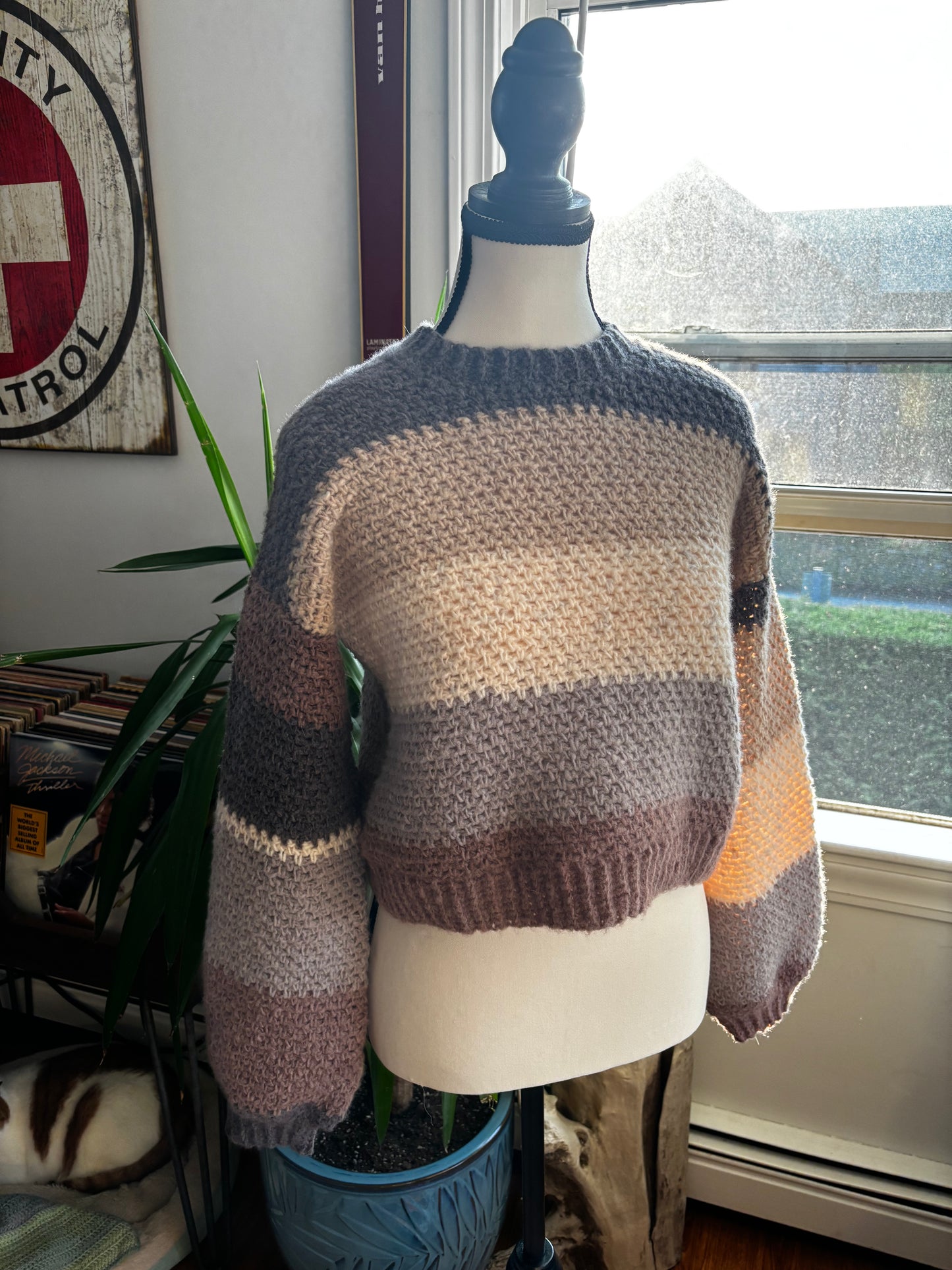 Grey Lady Linen Stitch Sweater