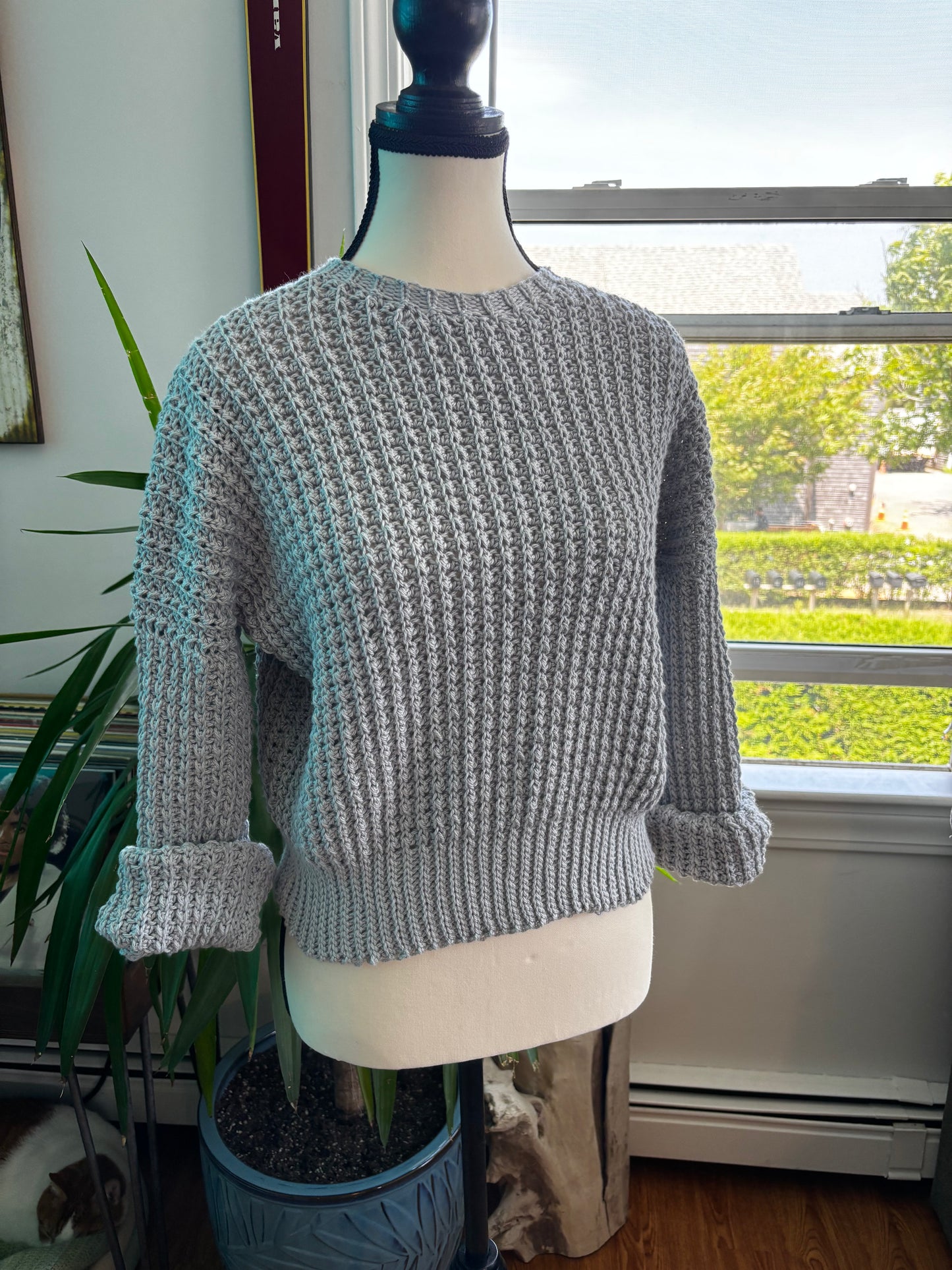 Grey Waffle Knit Sweater