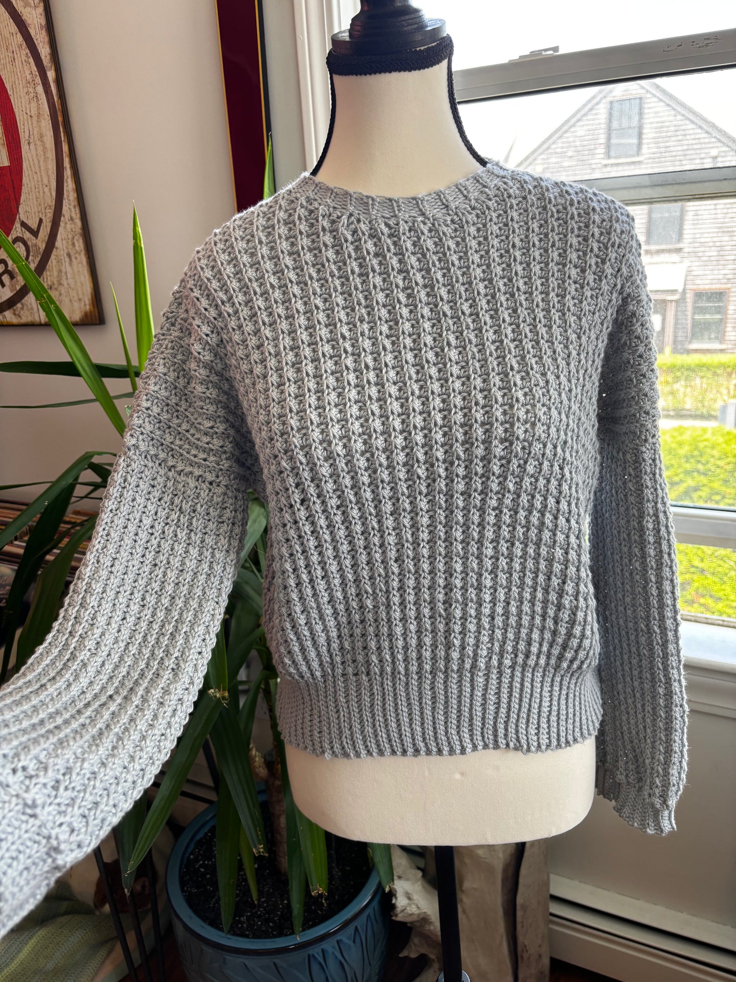 Grey Waffle Knit Sweater