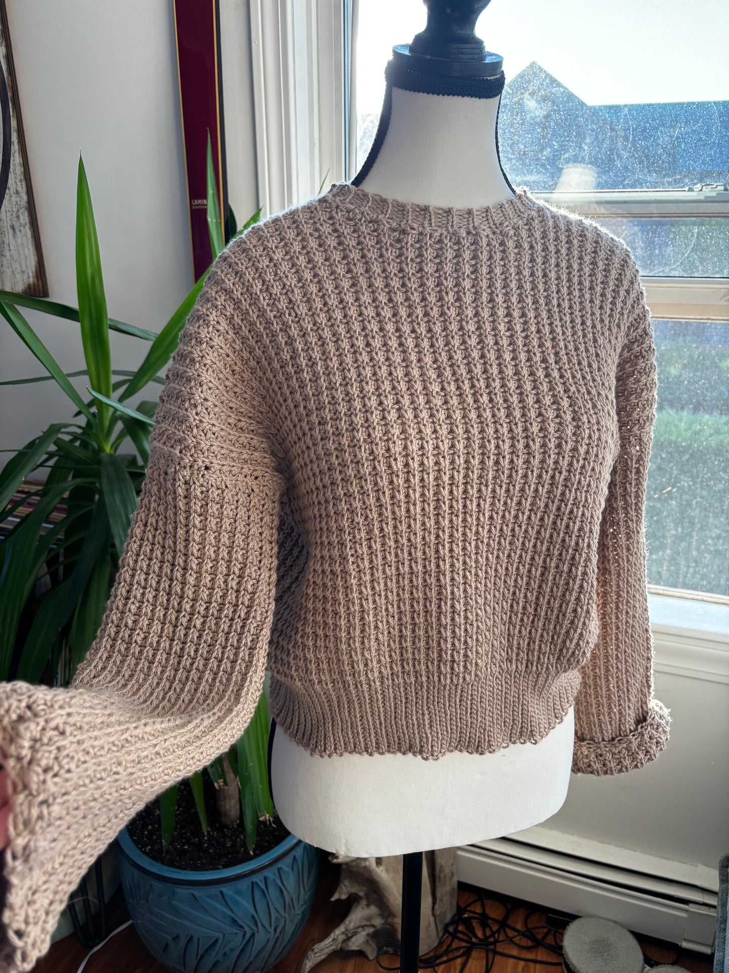 Beige Waffle Stitch Sweater