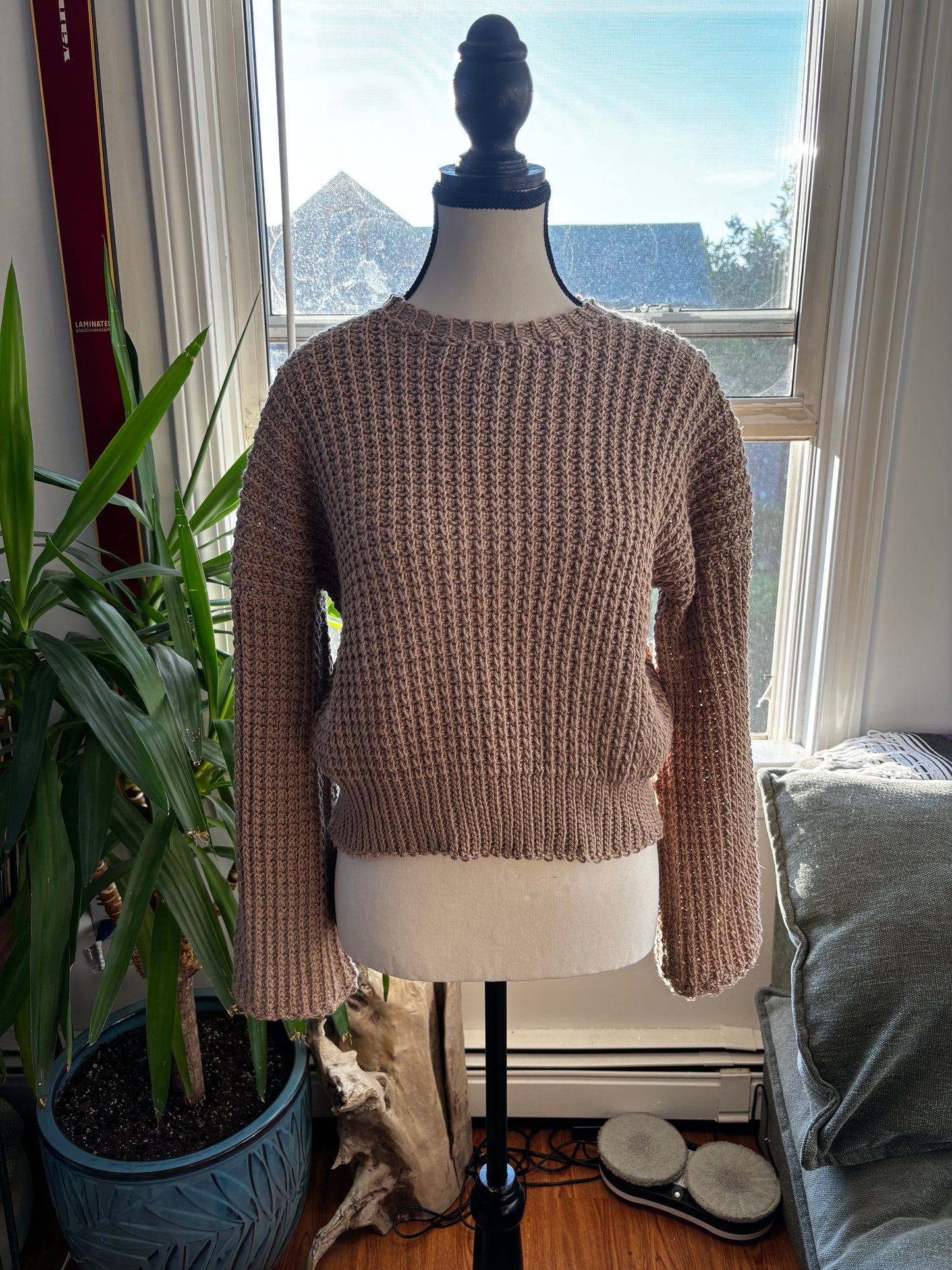 Beige Waffle Stitch Sweater
