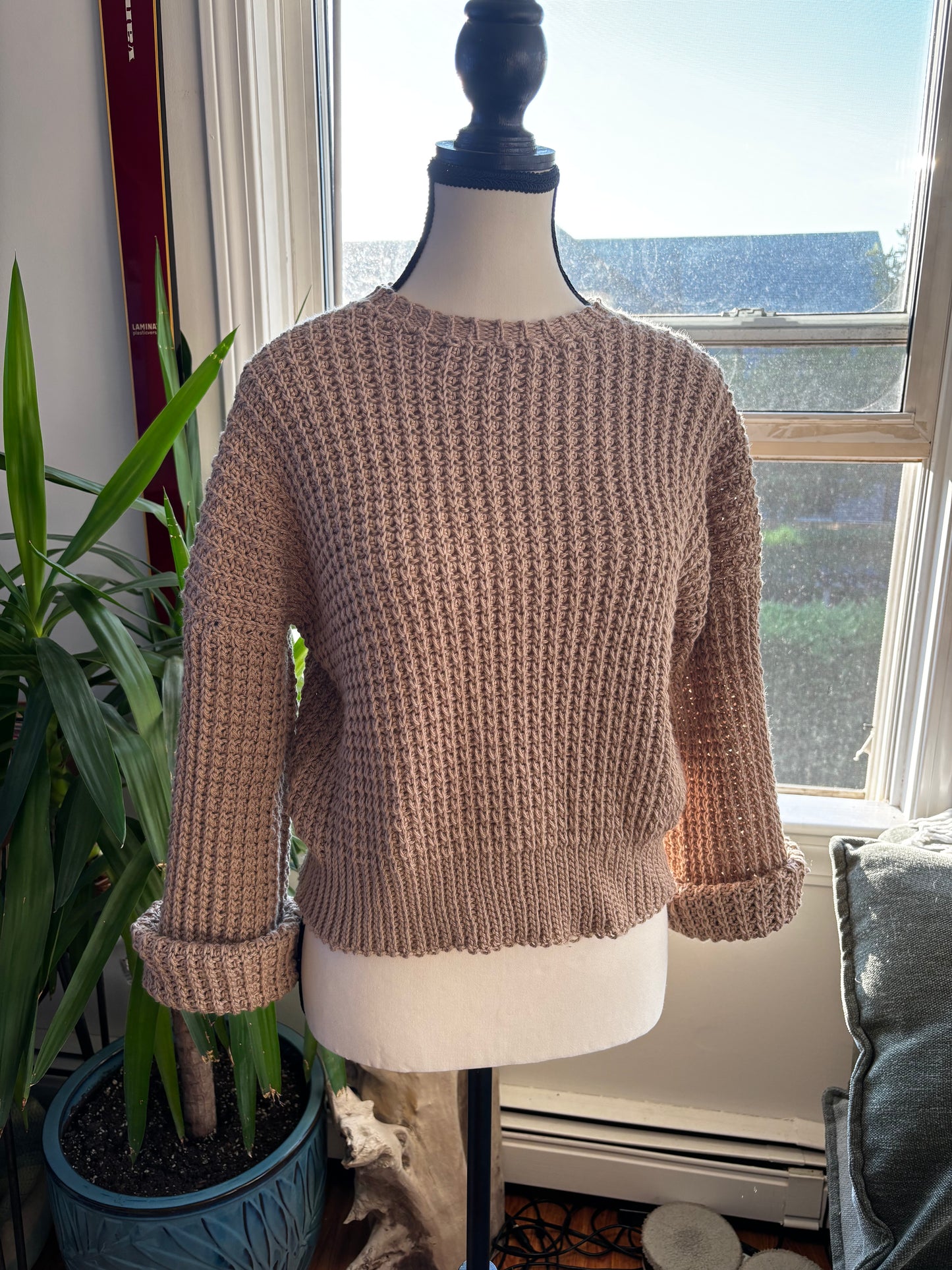 Beige Waffle Stitch Sweater