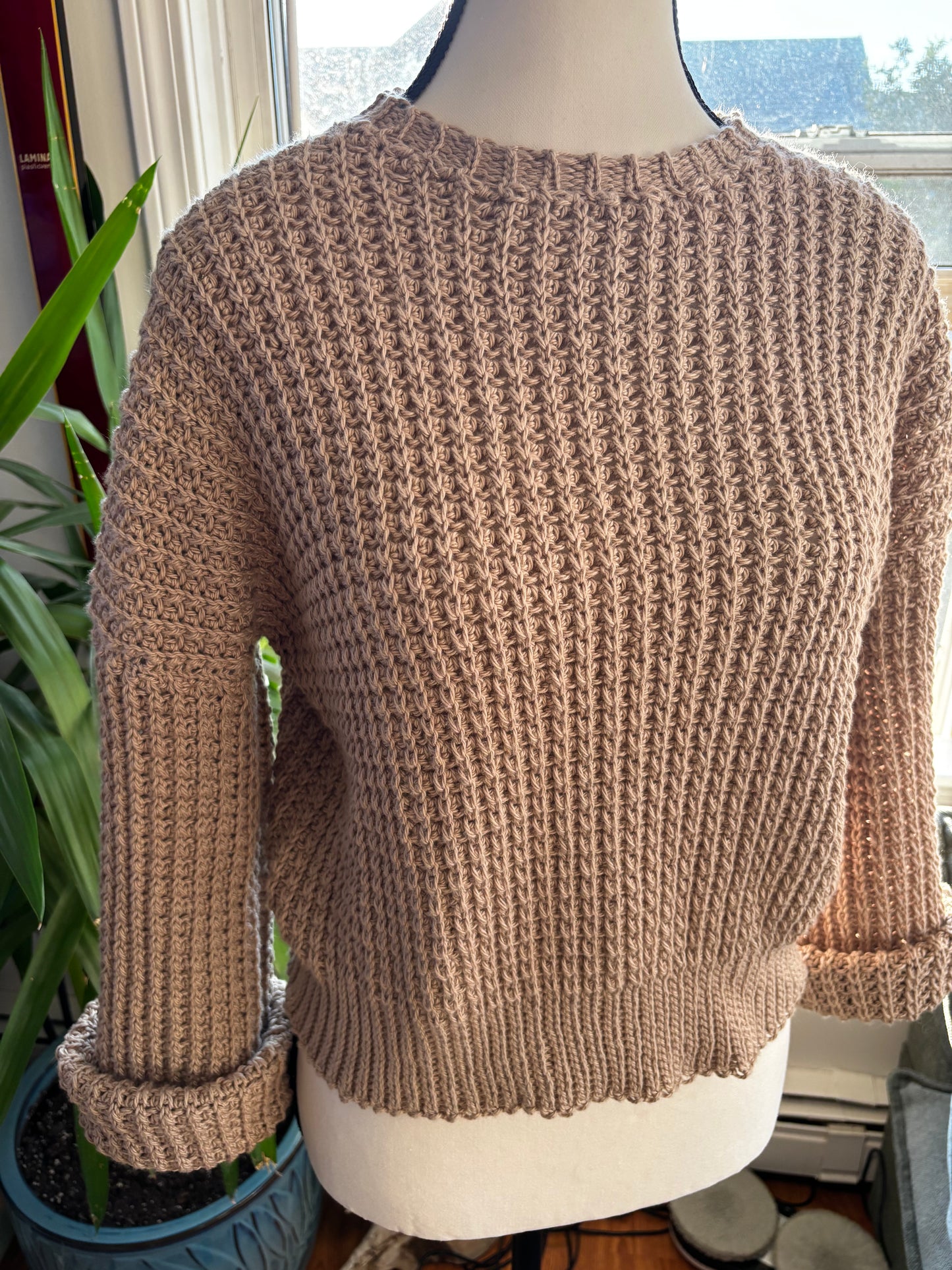 Beige Waffle Stitch Sweater