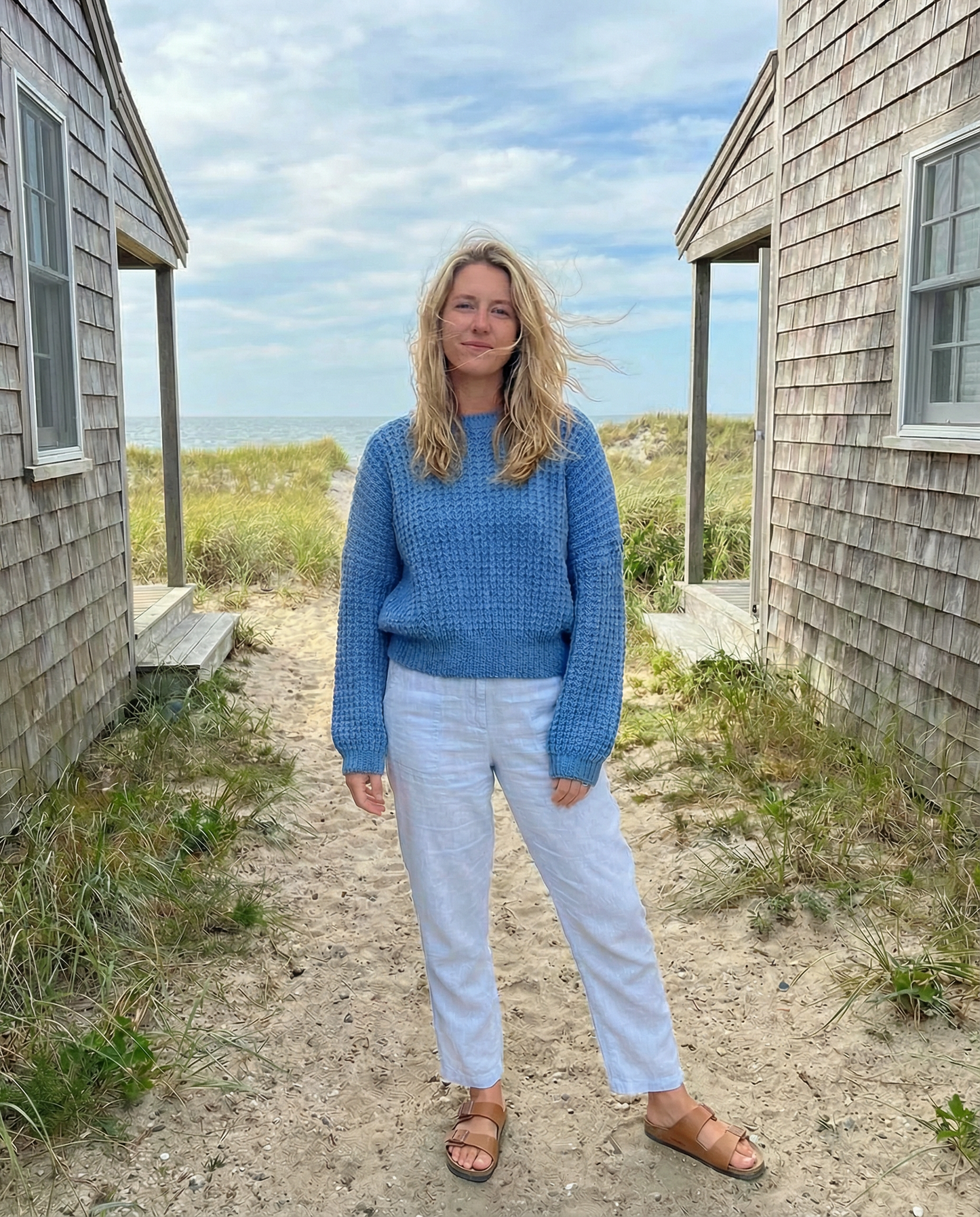 Cornflower Waffle Knit Swater